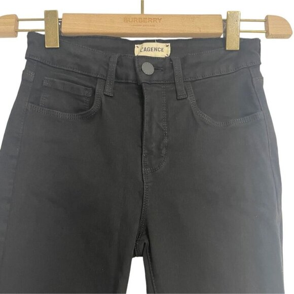 L'AGENCE Size 24  Nicolette High-Rise Safety Pin Jeans Black Skinny - Picture 4 of 12